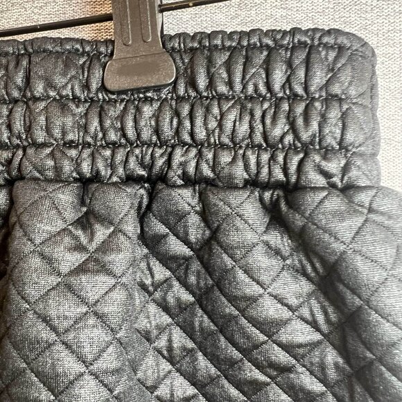 Fabletics Mini Skirt Women Size S Black Quilted Drawstring Straight Coated - Picture 9 of 13